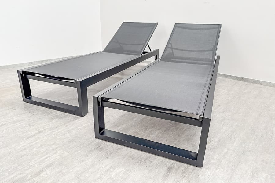 2 Design Gartenliegen, schwarz
